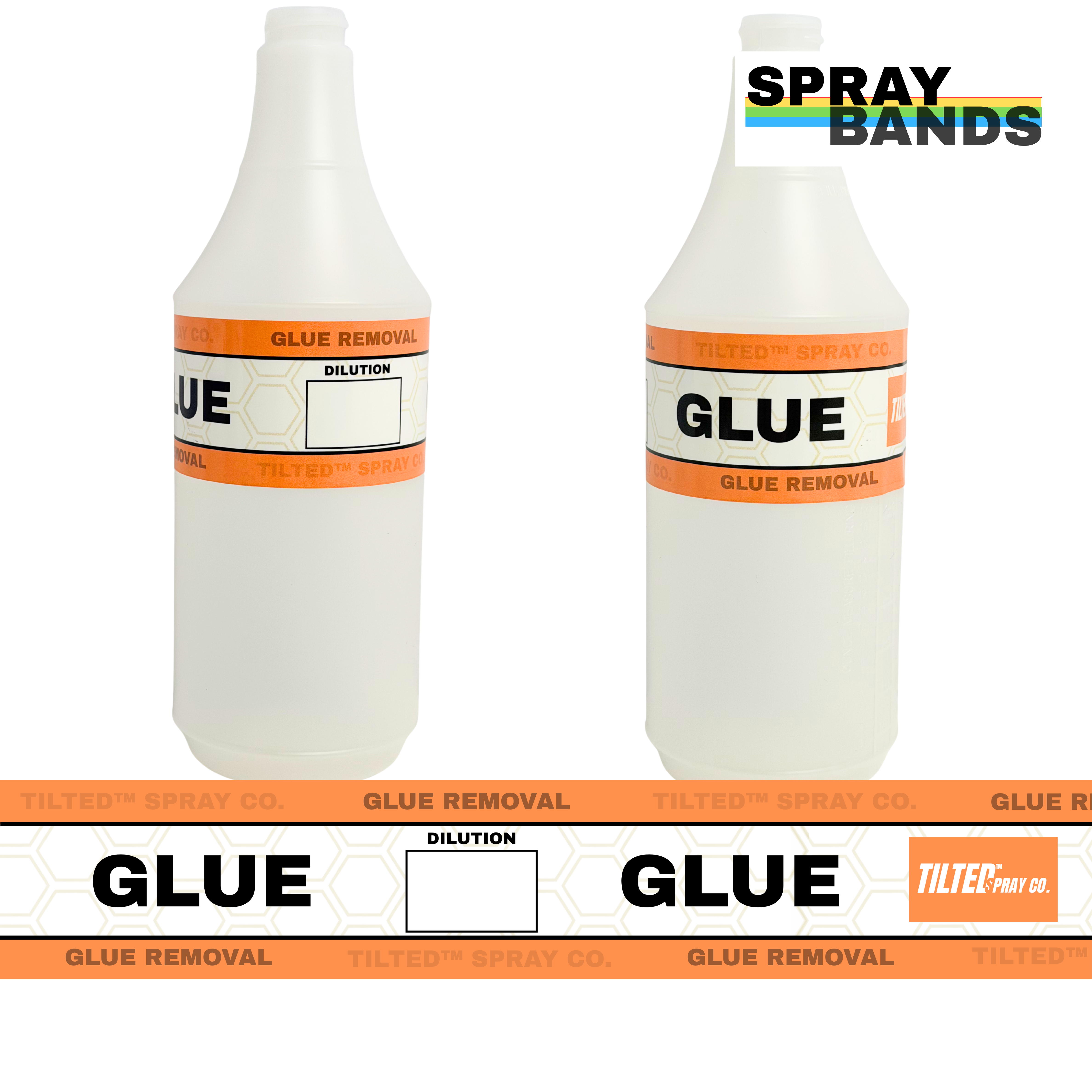 TILTED™ SPRAY BANDS - Chemical Spray Bottle Labels for Cleaning and Detailing - Variety