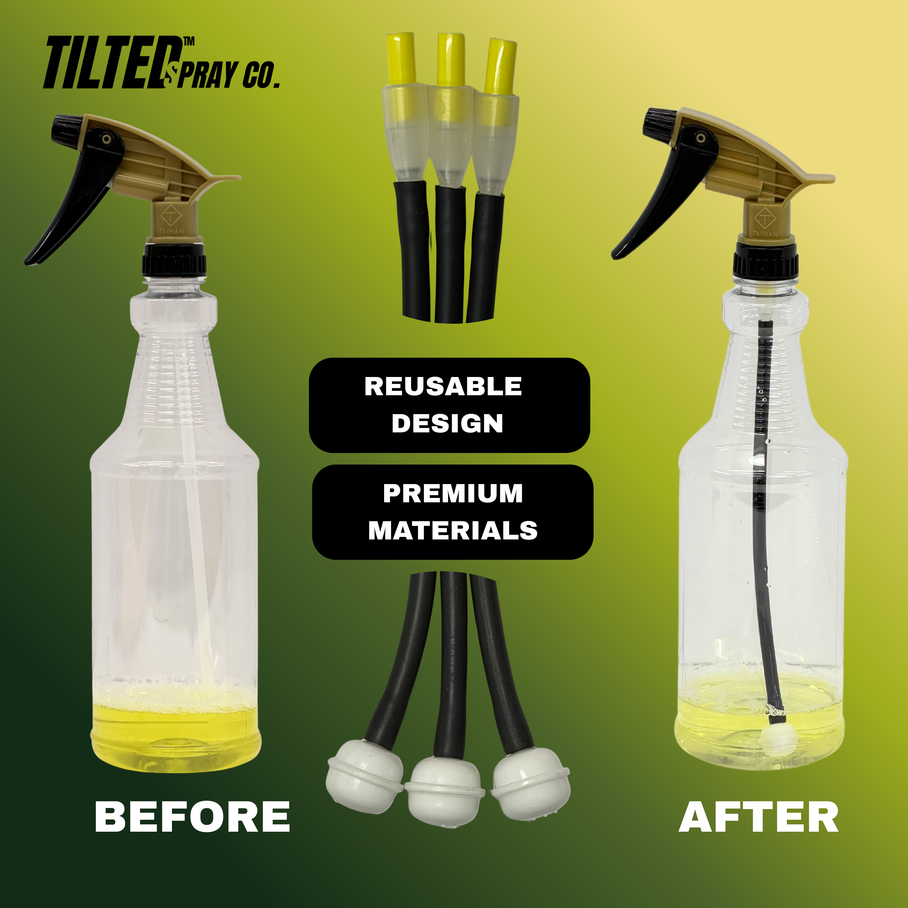 Acid Resistant 180° Spray Bottle Adapter - Tilted™ Spray Co. - 3 Pack