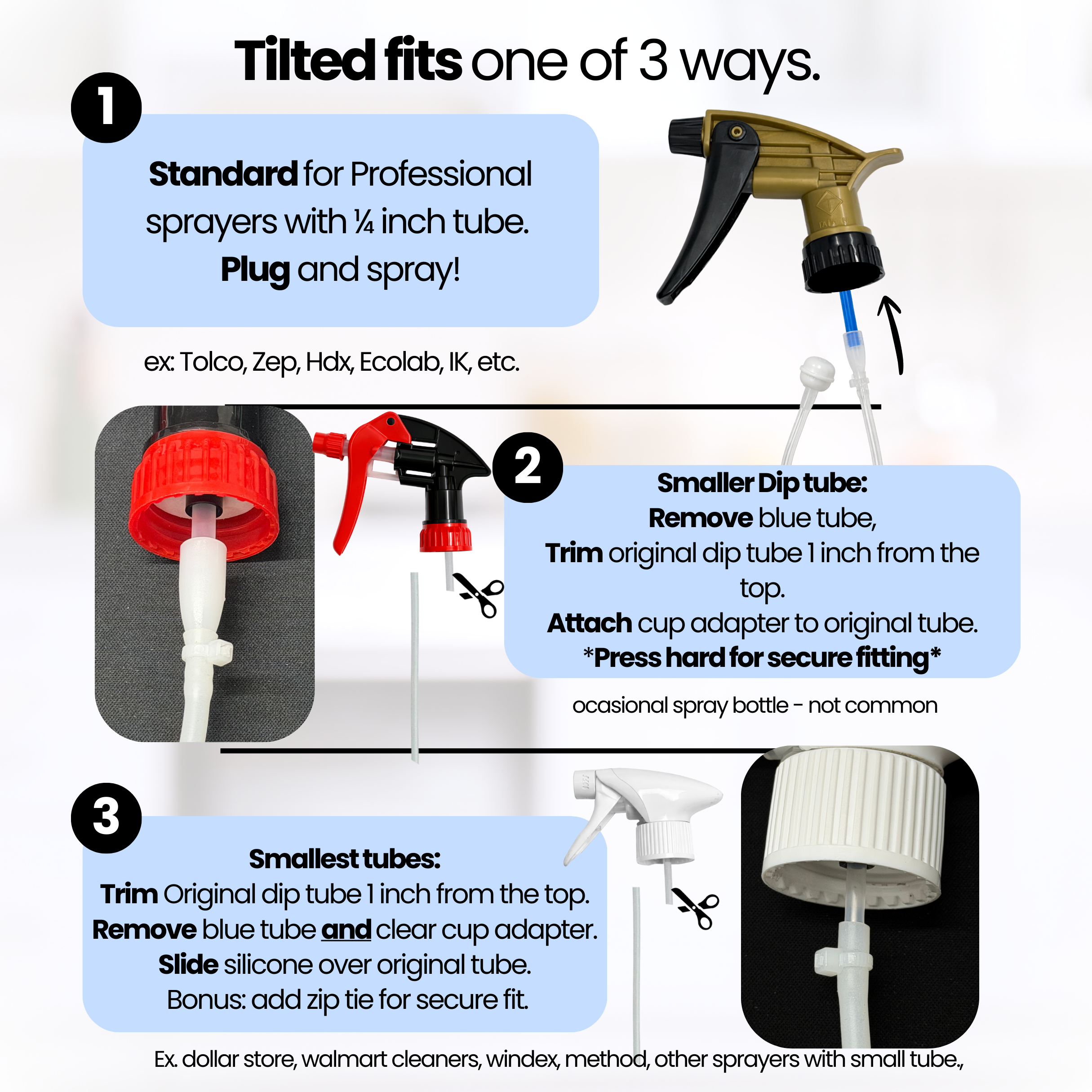 Tilted 360 Spray Bottle Adapter - Turn Any Spray Bottle Into a 360 Sprayer!