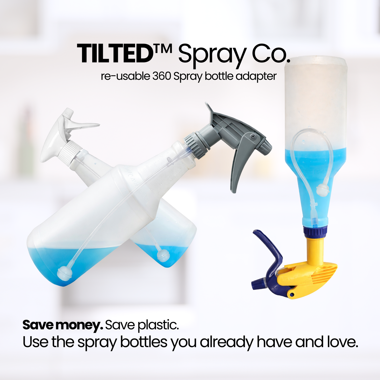 Tilted 360 Spray Bottle Adapter - Turn Any Spray Bottle Into a 360 Sprayer!