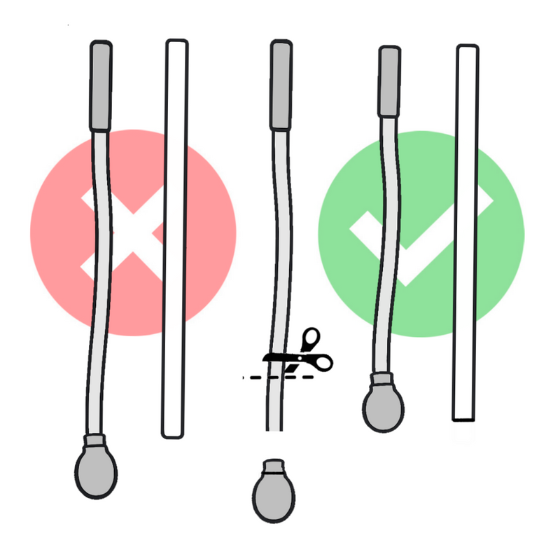 The adapters are long. Make sure Tilted adapter is the same length as the original tube. (They are designed to be cut to length for a more universal fit). This will help with performance.