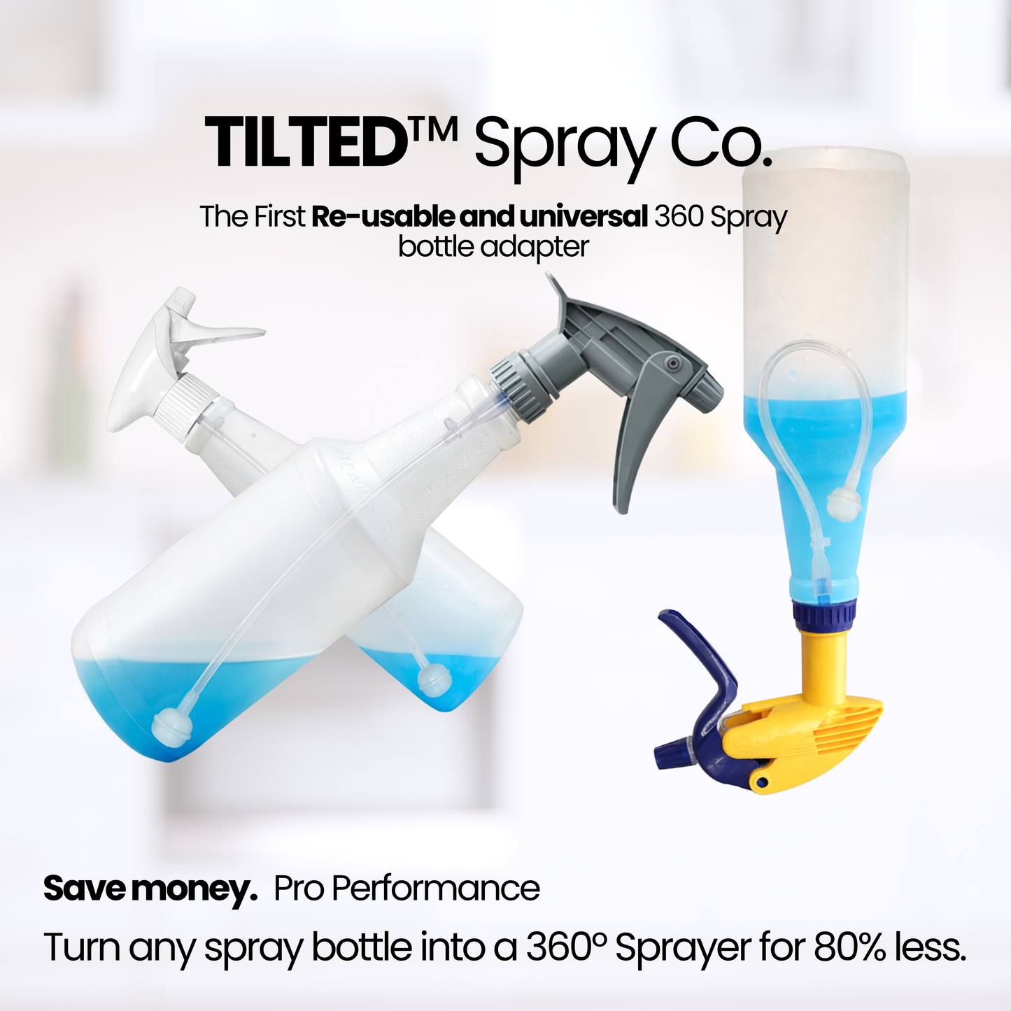 Tilted 360 Spray Bottle Adapter - Turn Any Spray Bottle Into a 360 Sprayer!
